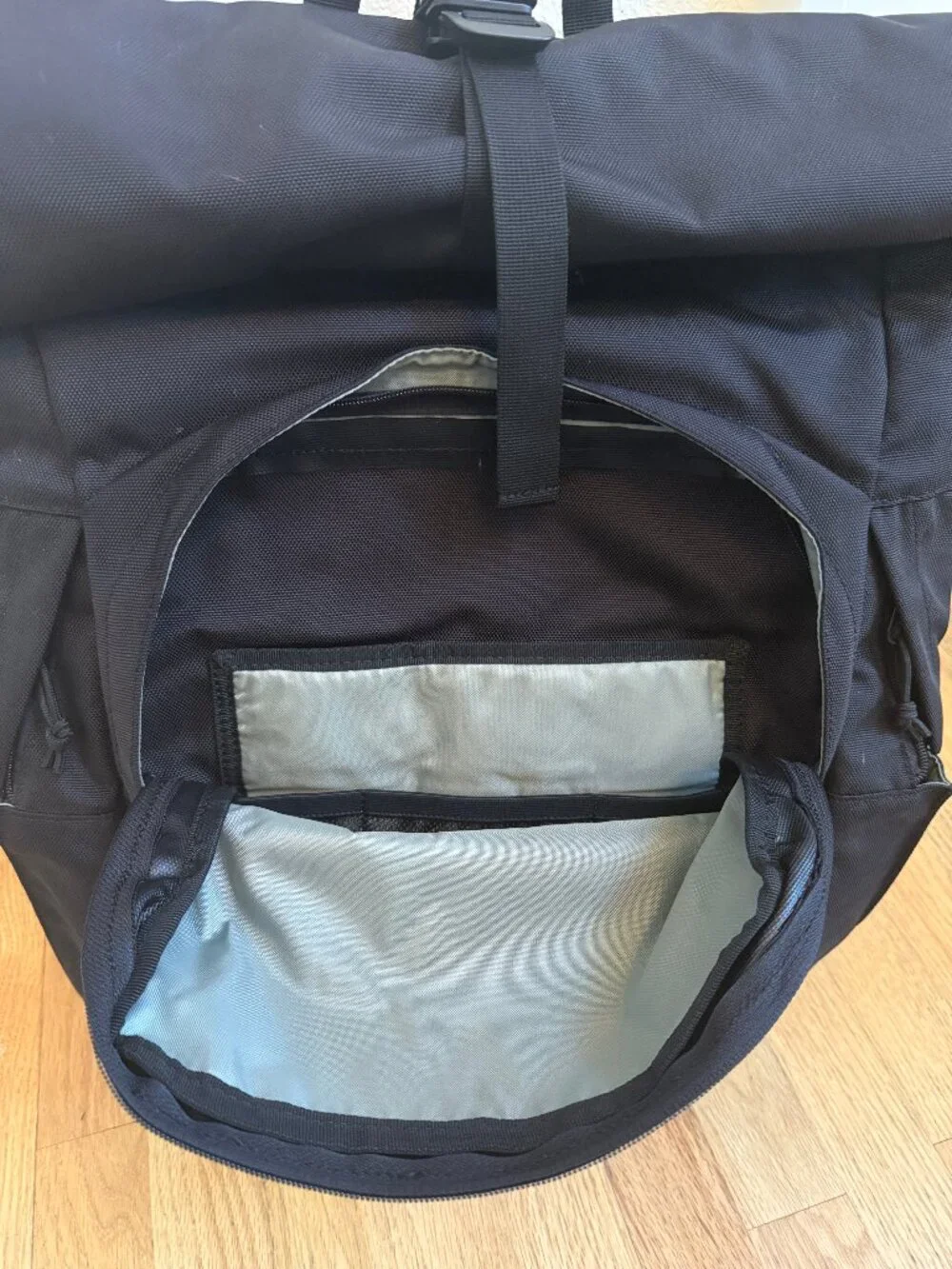 Looptworks Rolltop Backpack is an upcycled commuter bag - Black